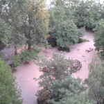 Karl-Marx-Allee-Karree, Innenhof, Blick auf den Spielplatz, Sommer 2009